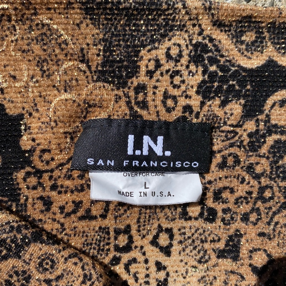 I.N. San Francisco tank top black and gold sparkley folded neck - Picture 5 of 8